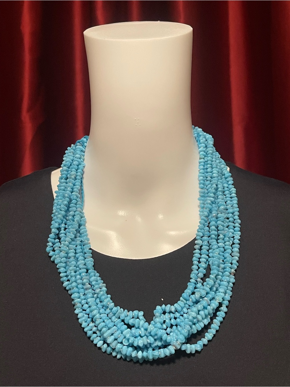 Multi-Strand Turquoise Blue Beaded Necklace - Women Jewelry